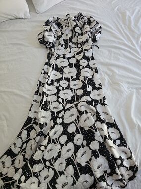 Ted Baker Black and White Floral Maxi Dress Size 0